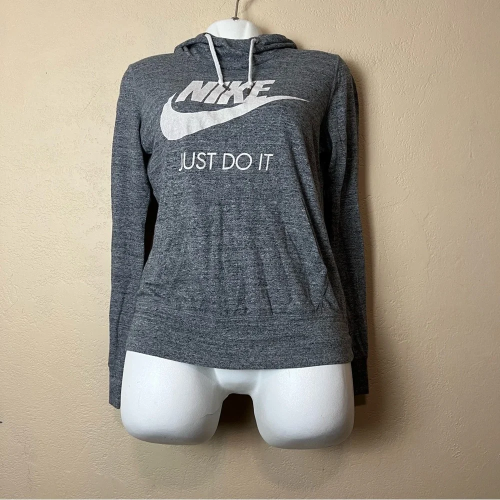 Nike women long sleeve gray hoodie sweatshirt size M - Picture 8 of 9